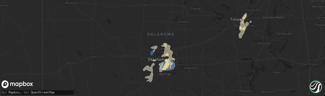 Hail map in Edmond, OK on August 11, 2025