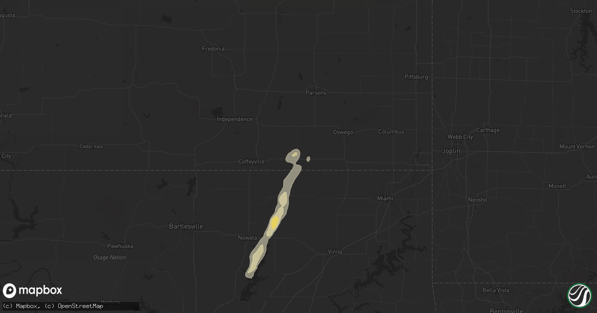 Hail map in Edna, KS on August 11, 2025