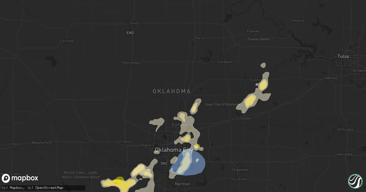 Hail map in Guthrie, OK on August 11, 2025