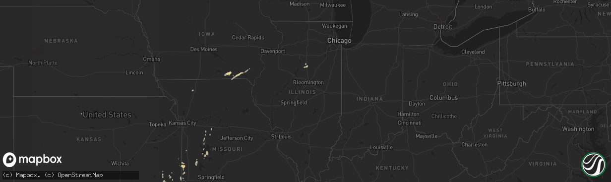 Hail map in Illinois on August 11, 2025