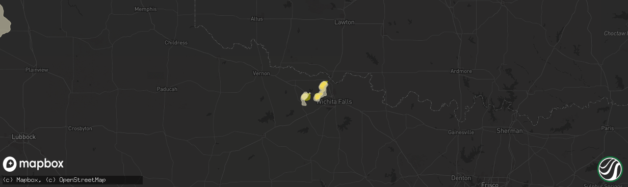 Hail map in Iowa Park, TX on August 11, 2025