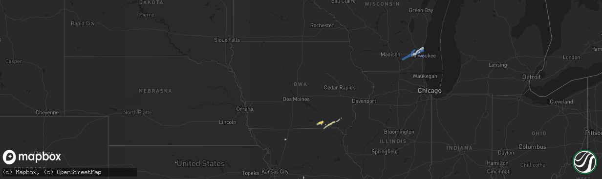 Hail map in Iowa on August 11, 2025