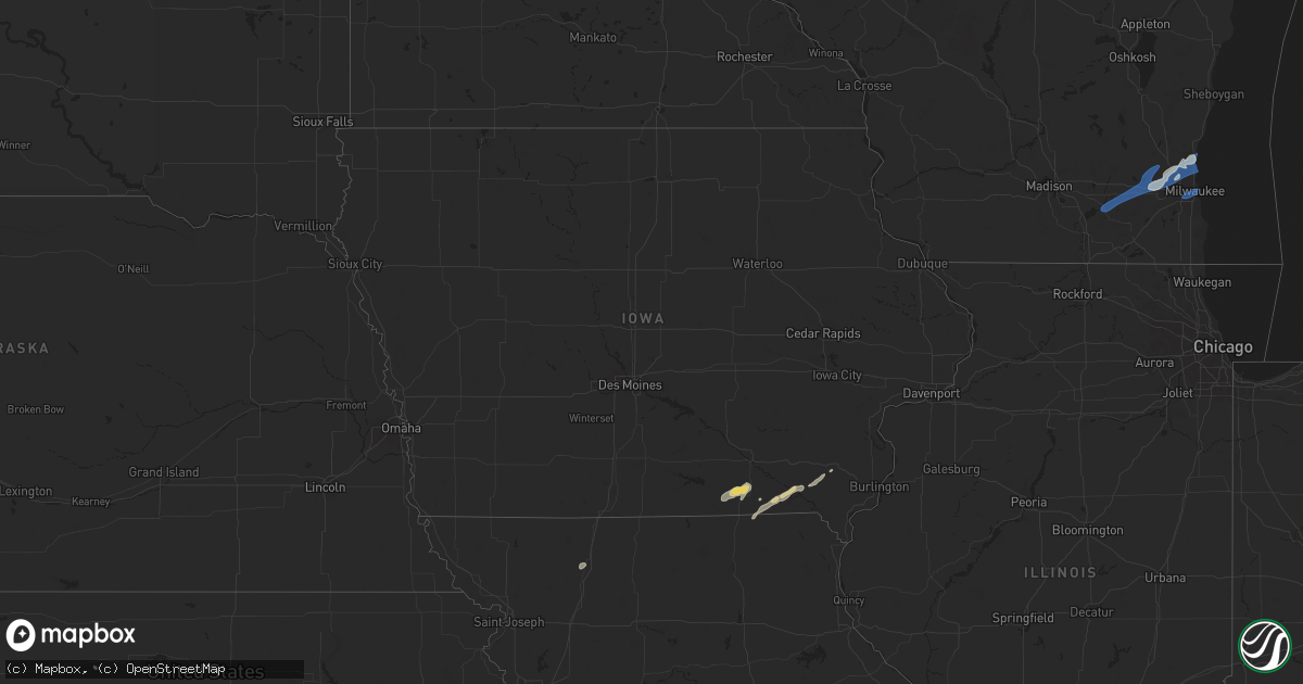 Hail map in Iowa on August 11, 2025