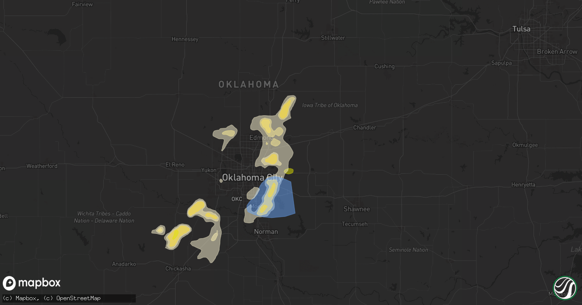 Hail map in Jones, OK on August 11, 2025