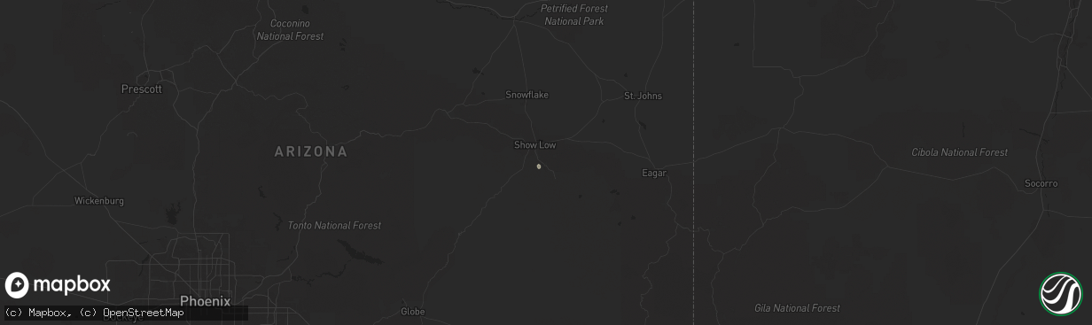 Hail map in Lakeside, AZ on August 11, 2025
