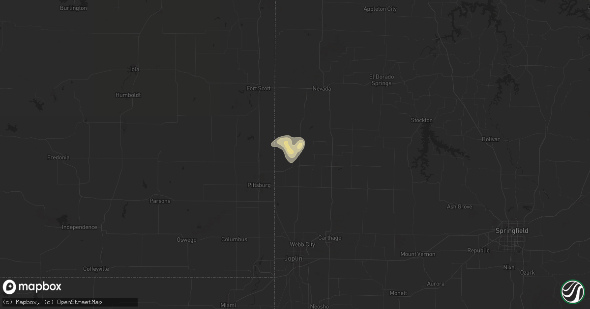 Hail map in Liberal, MO on August 11, 2025