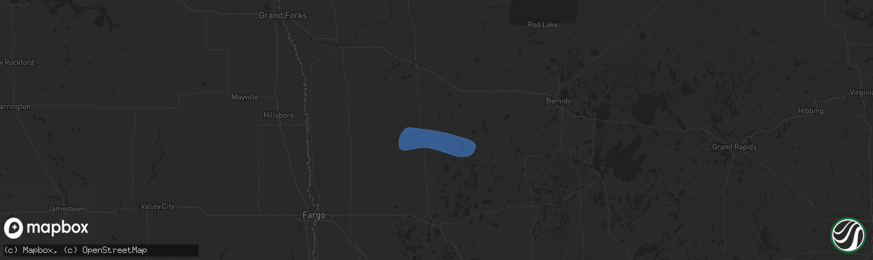 Hail map in Mahnomen, MN on August 11, 2025