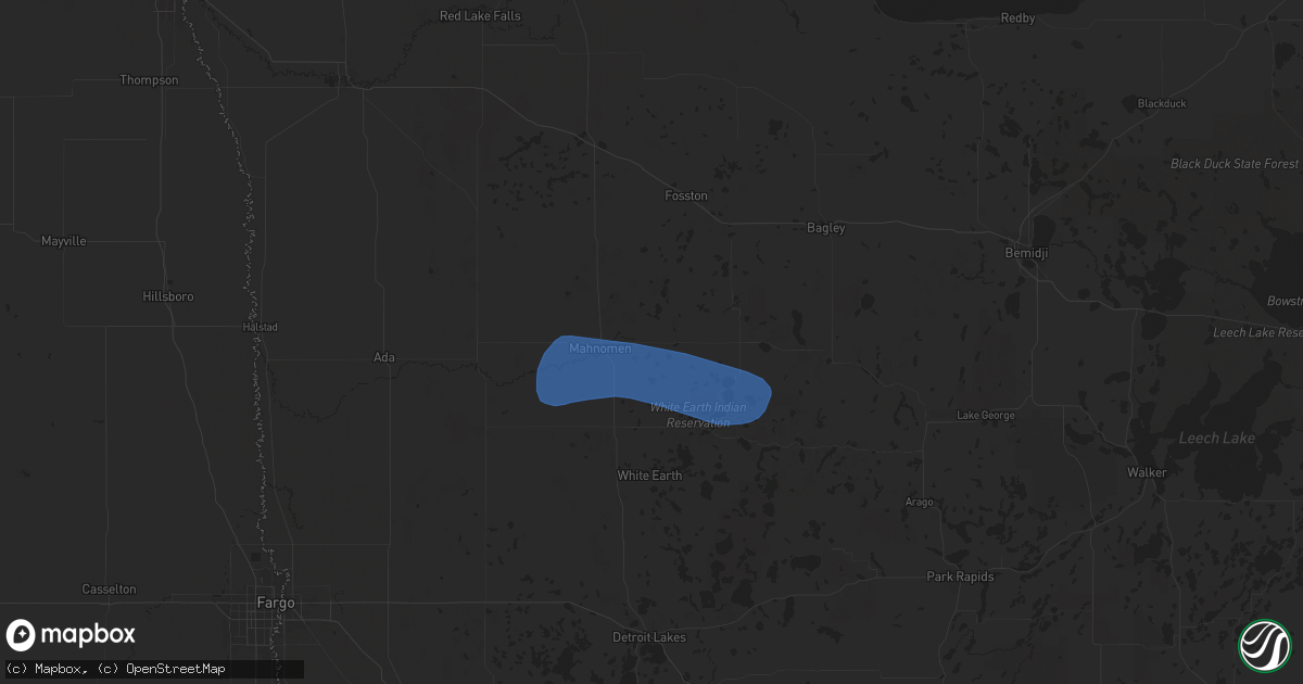 Hail map in Mahnomen, MN on August 11, 2025