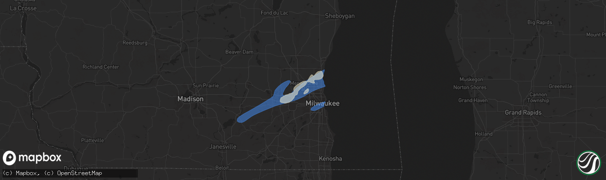 Hail map in Menomonee Falls, WI on August 11, 2025
