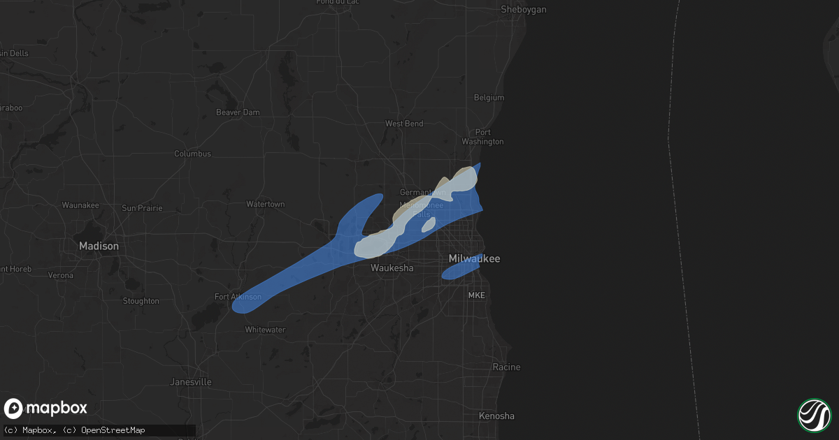 Hail map in Menomonee Falls, WI on August 11, 2025