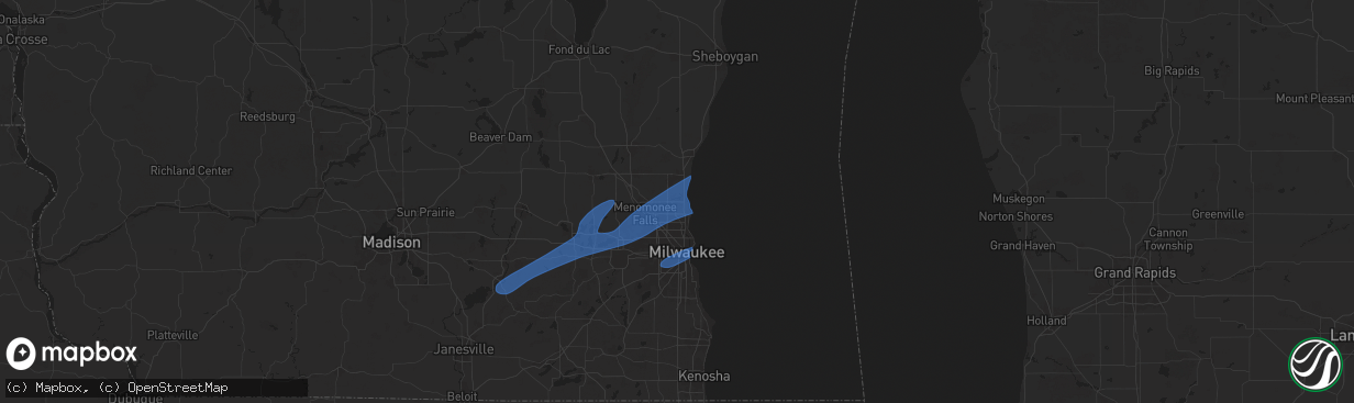 Hail map in Mequon, WI on August 11, 2025