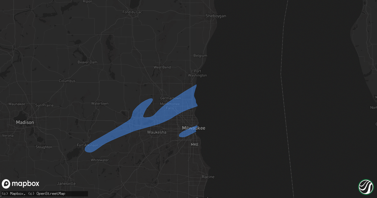 Hail map in Mequon, WI on August 11, 2025