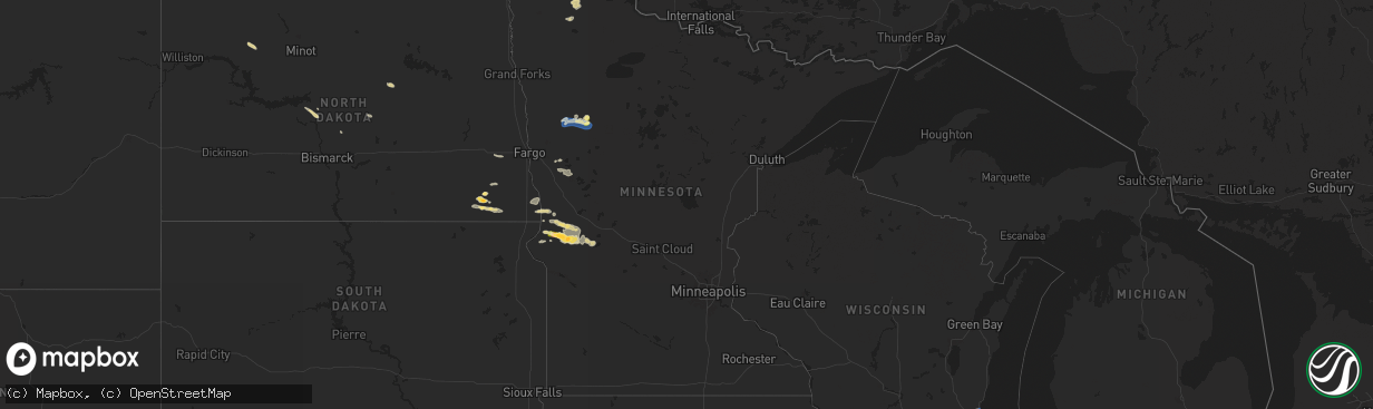 Hail map in Minnesota on August 11, 2025