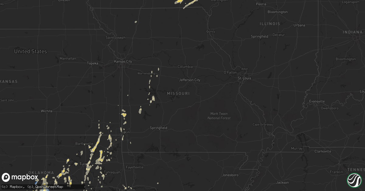 Hail map in Missouri on August 11, 2025