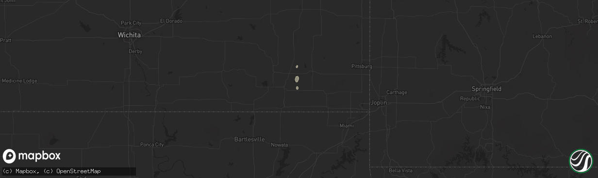 Hail map in Mound Valley, KS on August 11, 2025