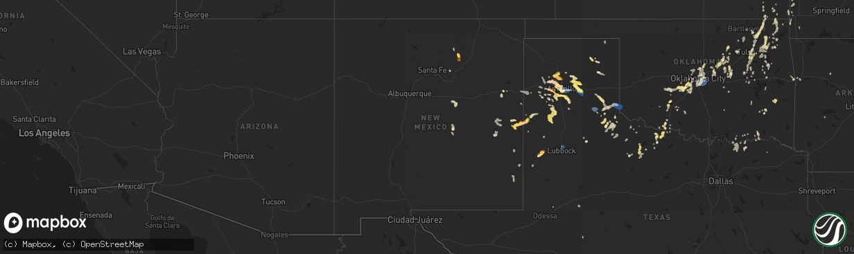 Hail map in New Mexico on August 11, 2025