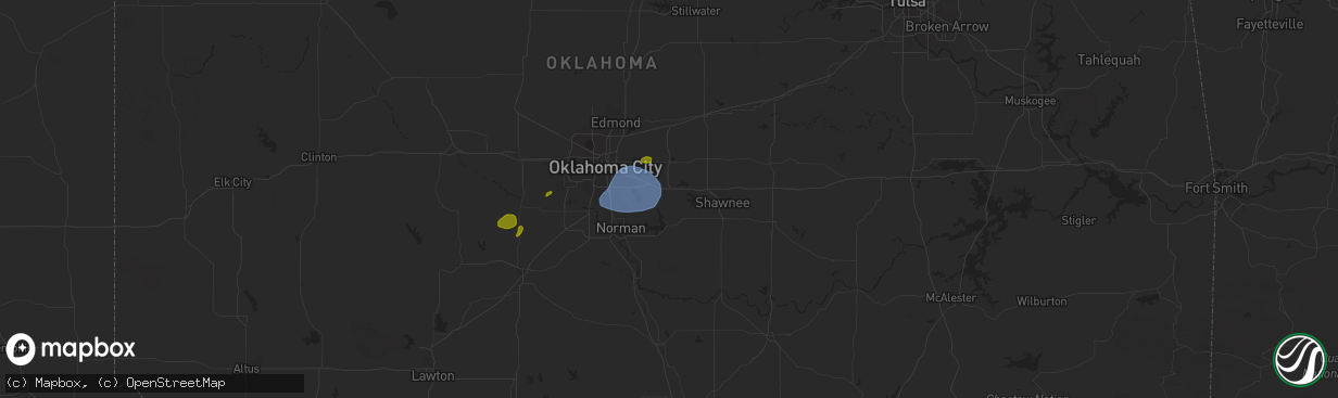 Hail map in Newalla, OK on August 11, 2025