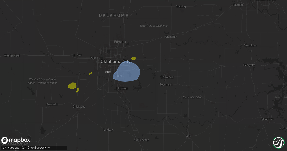 Hail map in Newalla, OK on August 11, 2025