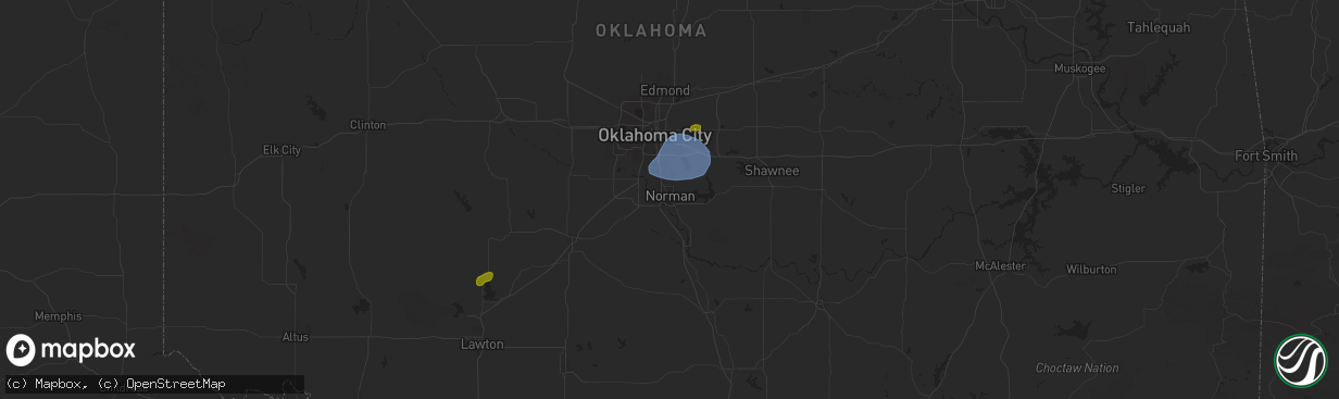 Hail map in Norman, OK on August 11, 2025