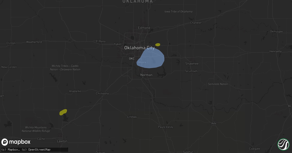 Hail map in Norman, OK on August 11, 2025