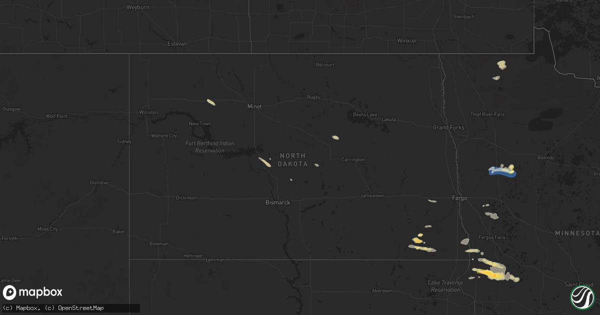 Hail map in North Dakota on August 11, 2025