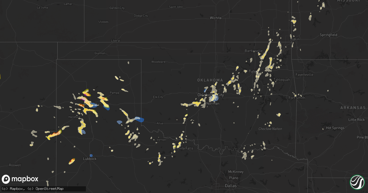 Hail map in Oklahoma on August 11, 2025
