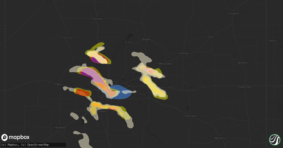 Hail map in Panhandle, TX on August 11, 2025