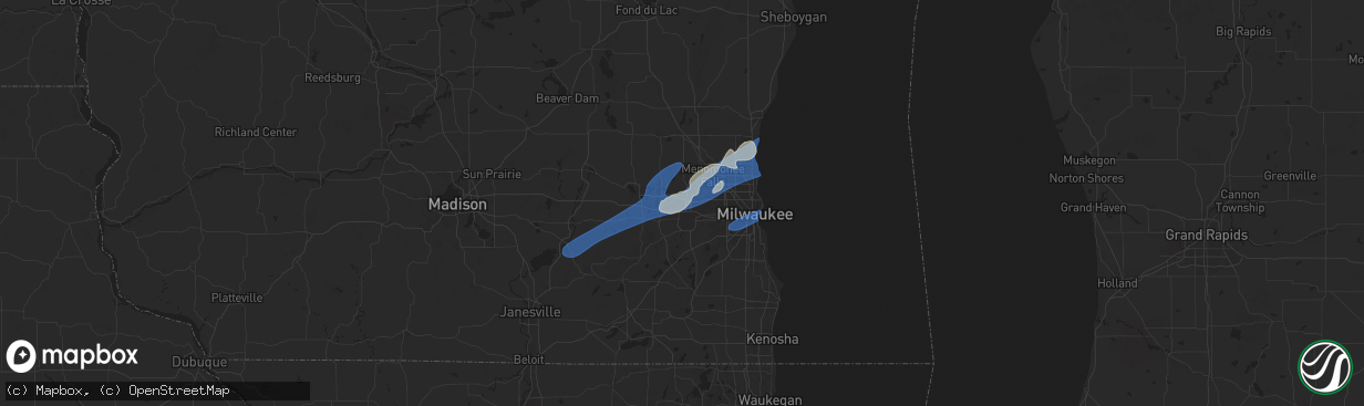 Hail map in Pewaukee, WI on August 11, 2025