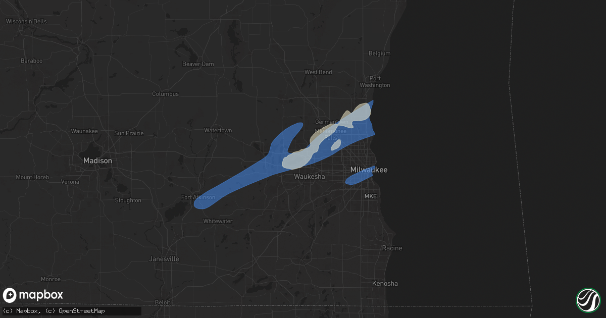 Hail map in Pewaukee, WI on August 11, 2025