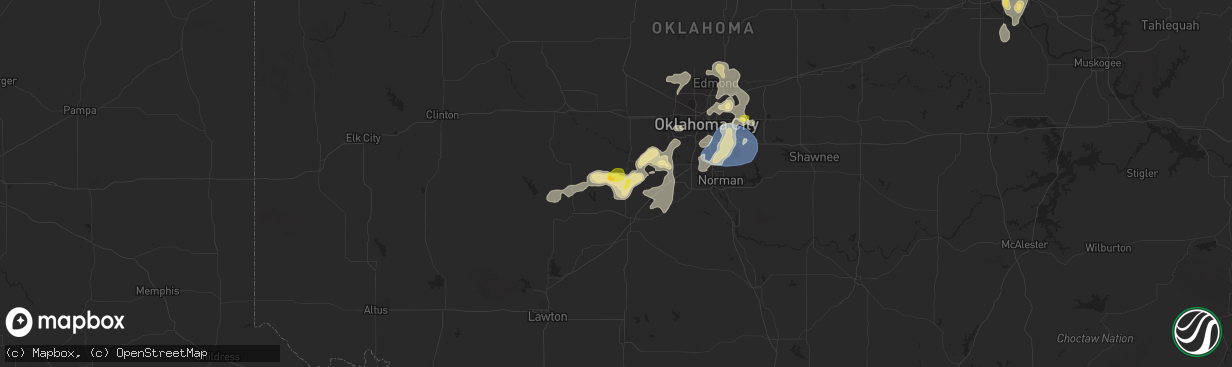 Hail map in Pocasset, OK on August 11, 2025