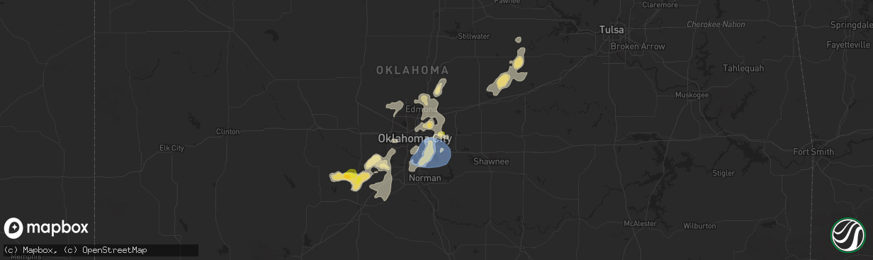 Hail map in Spencer, OK on August 11, 2025