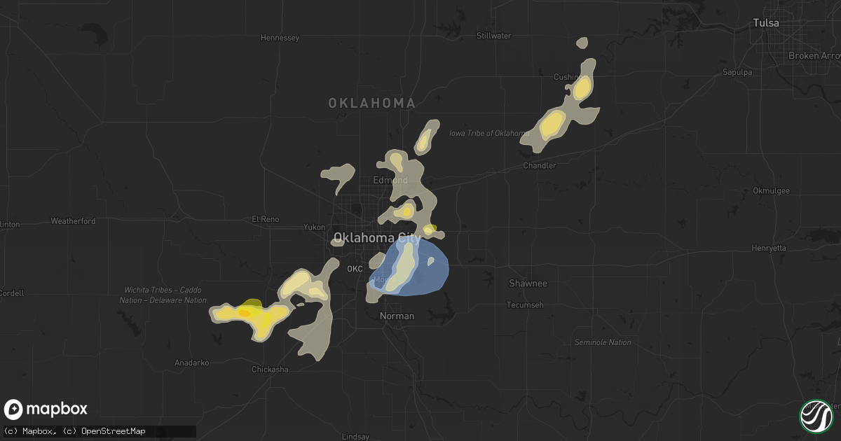 Hail map in Spencer, OK on August 11, 2025