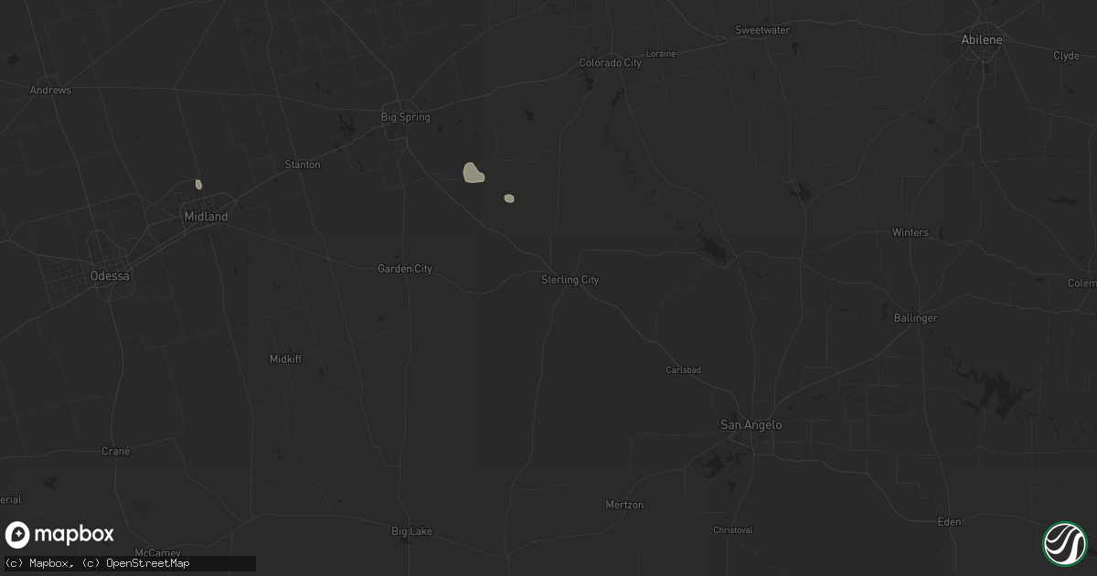 Hail map in Sterling City, TX on August 11, 2025