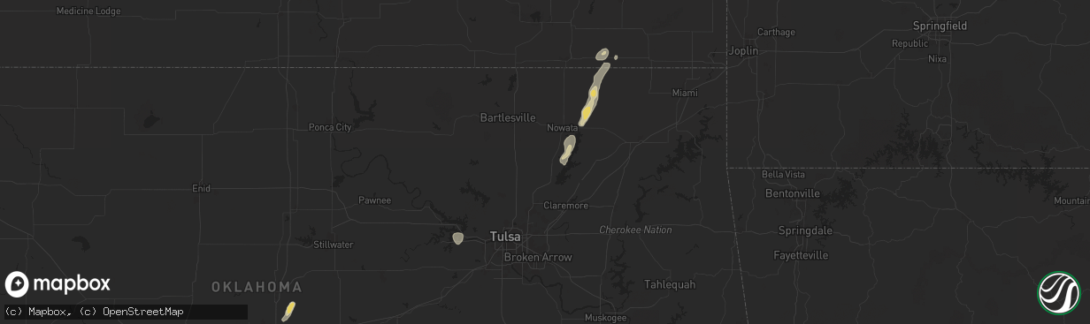 Hail map in Talala, OK on August 11, 2025