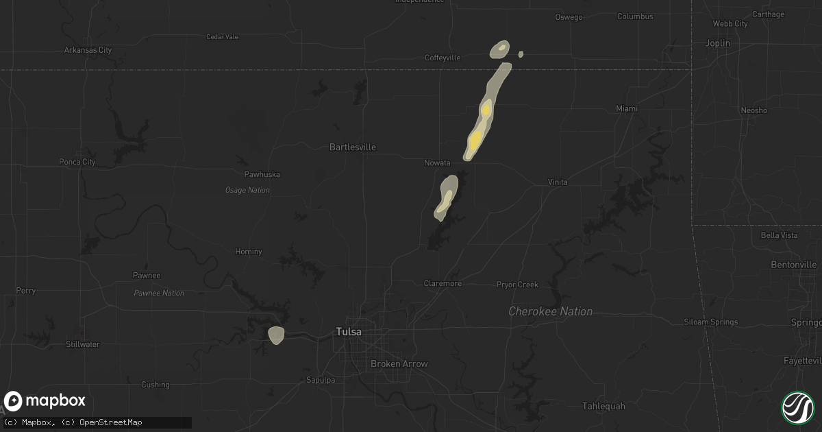 Hail map in Talala, OK on August 11, 2025