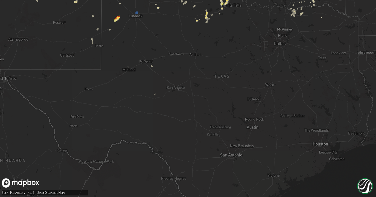 Hail map in Texas on August 11, 2025