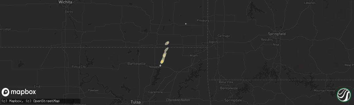 Hail map in Welch, OK on August 11, 2025