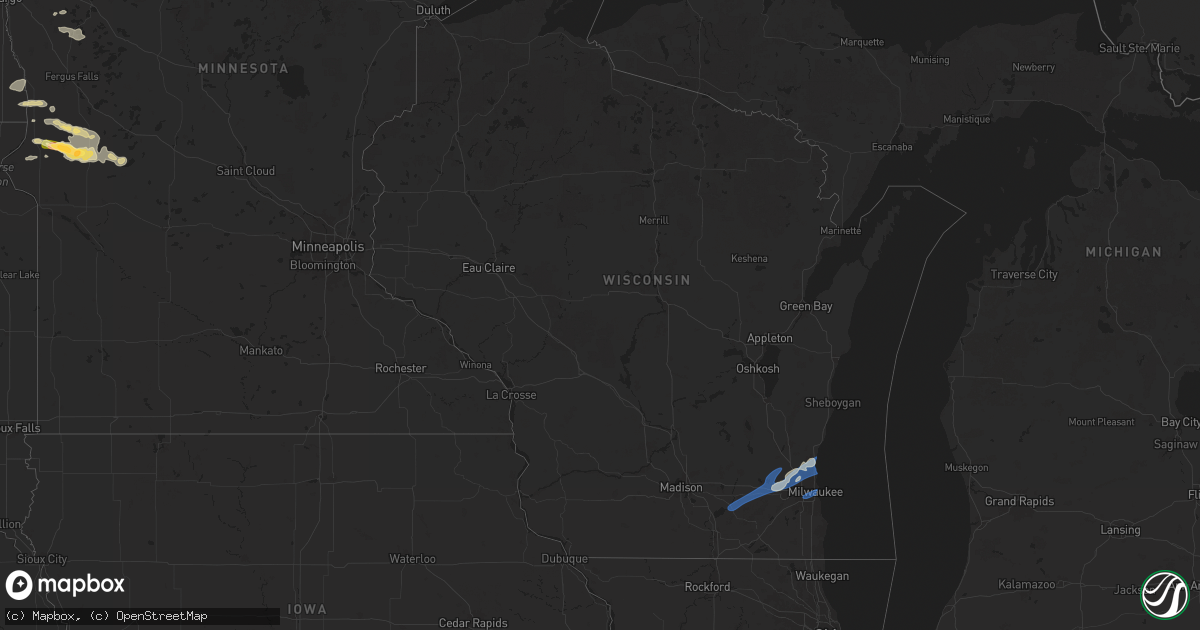 Hail map in Wisconsin on August 11, 2025