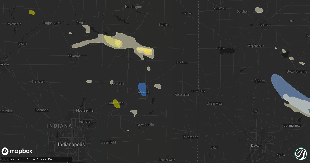 Hail map in Albany, IN on August 11, 2026