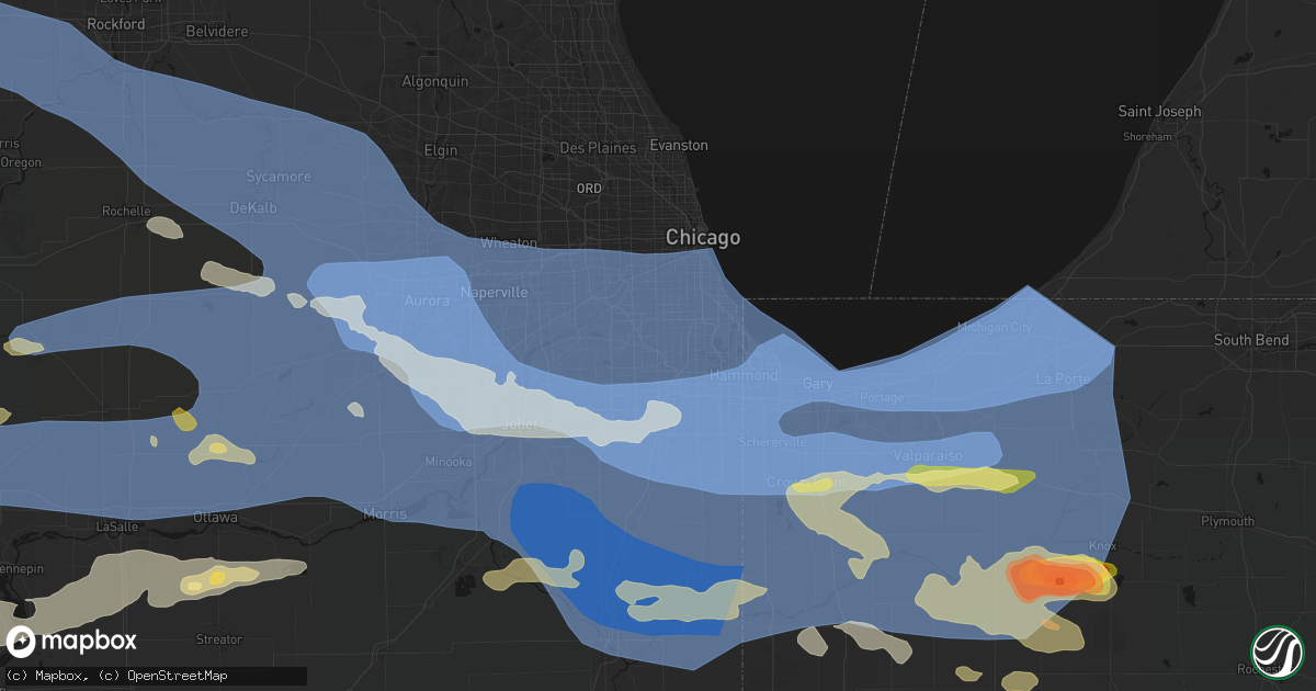 Hail map in Alsip, IL on August 11, 2026