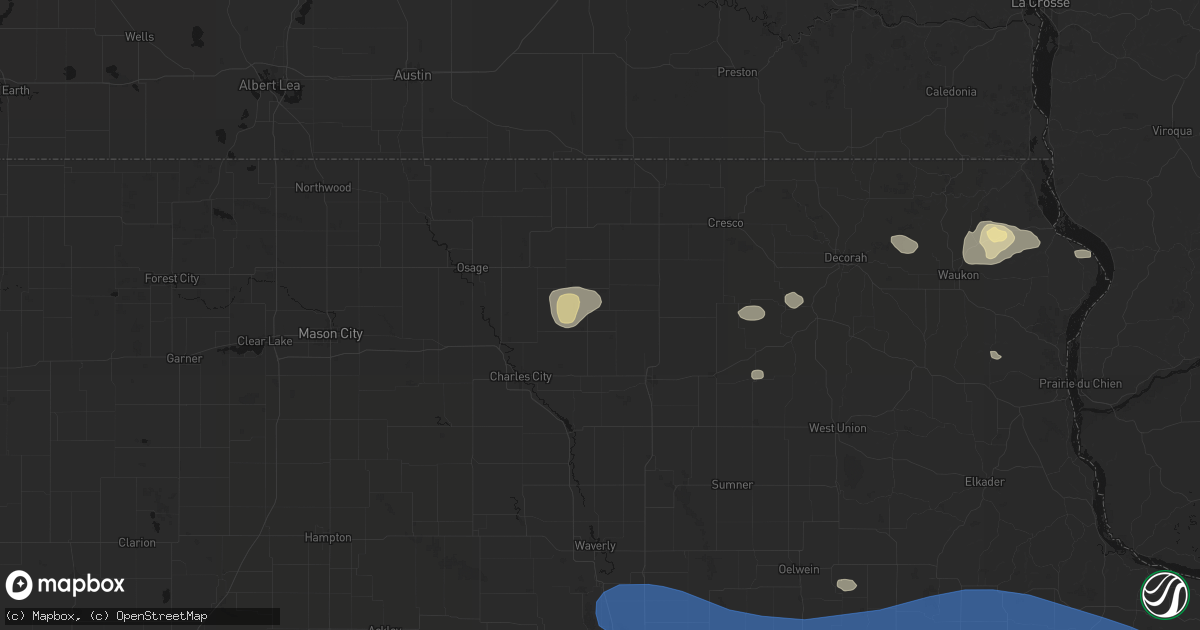 Hail map in Alta Vista, IA on August 11, 2026