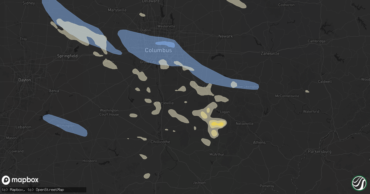 Hail map in Amanda, OH on August 11, 2026