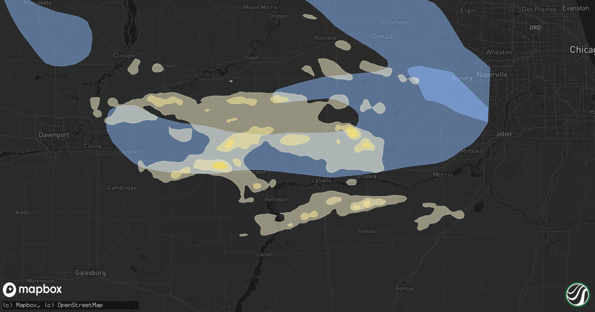 Hail map in Arlington, IL on August 11, 2026