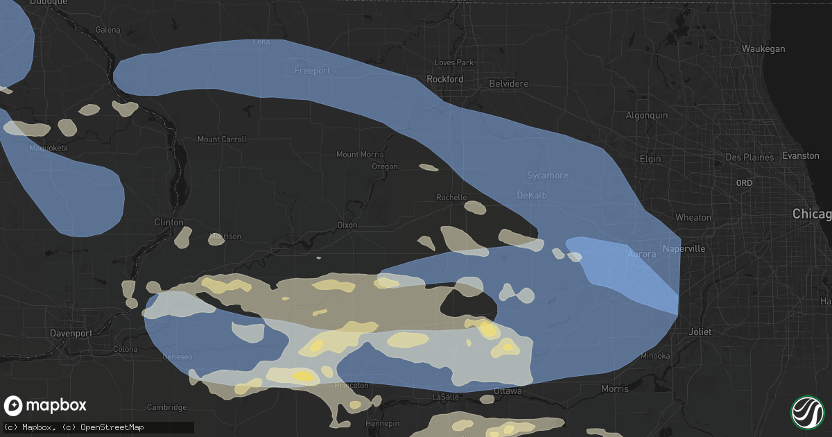 Hail map in Ashton, IL on August 11, 2026