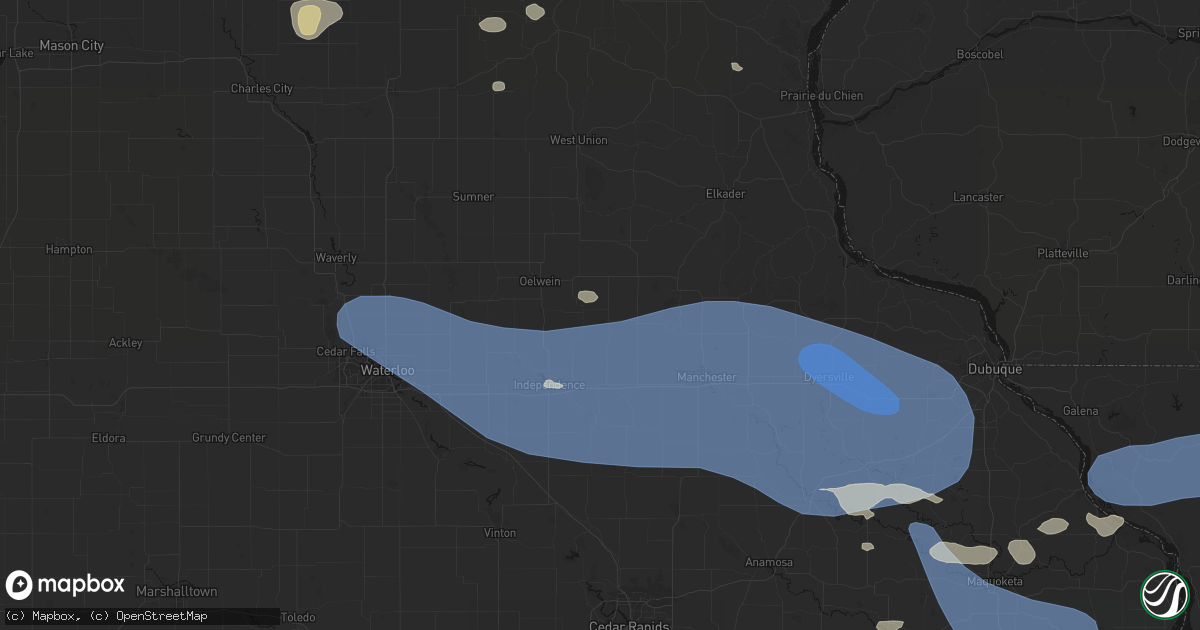 Hail map in Aurora, IA on August 11, 2026