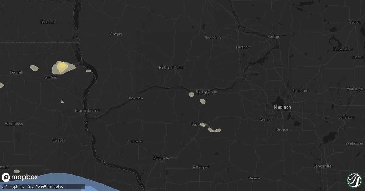 Hail map in Avoca, WI on August 11, 2026