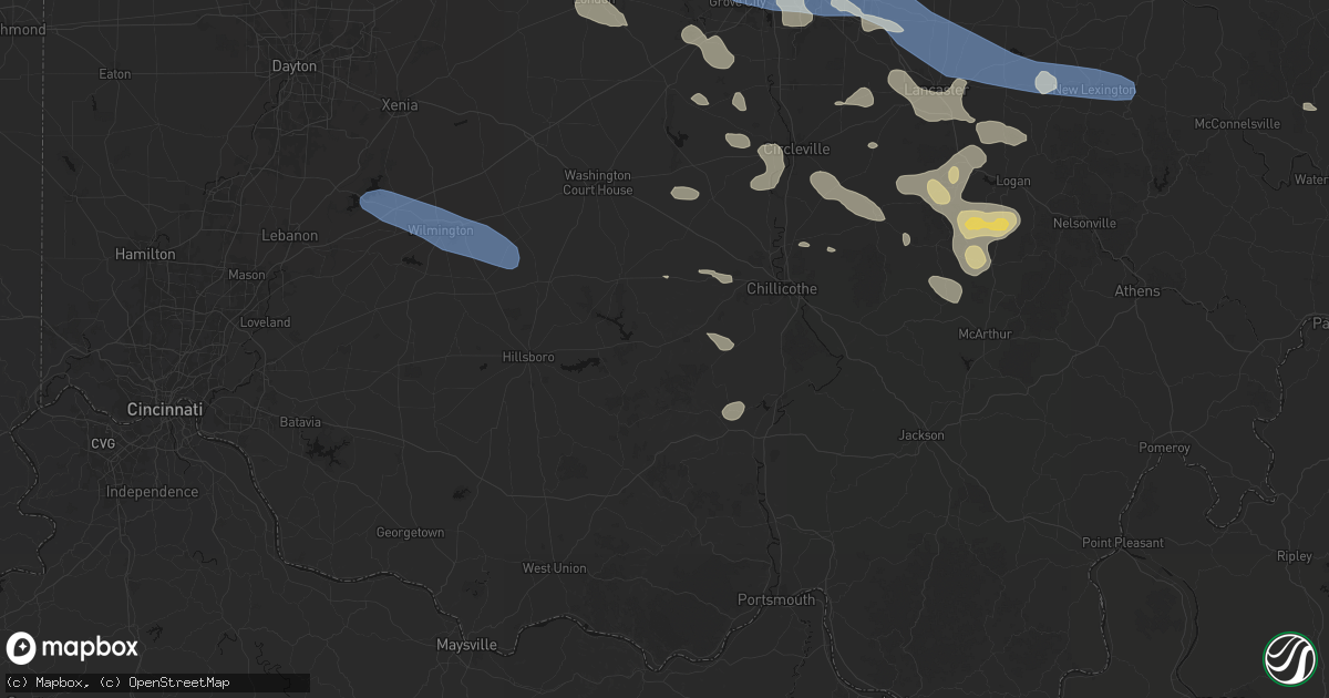 Hail map in Bainbridge, OH on August 11, 2026