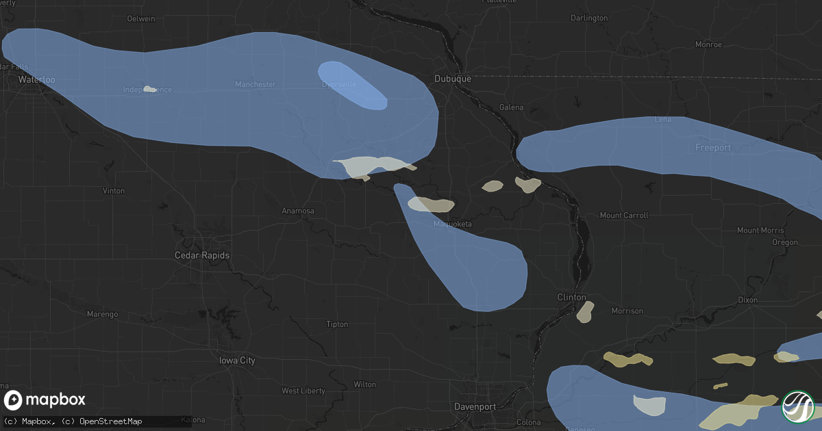 Hail map in Baldwin, IA on August 11, 2026