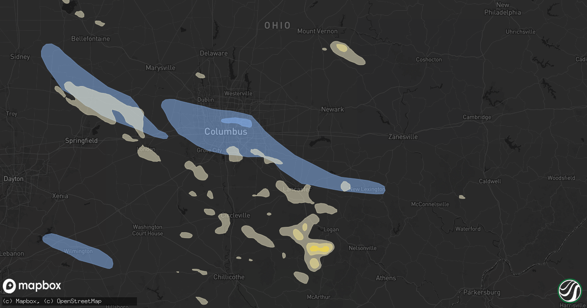 Hail map in Baltimore, OH on August 11, 2026