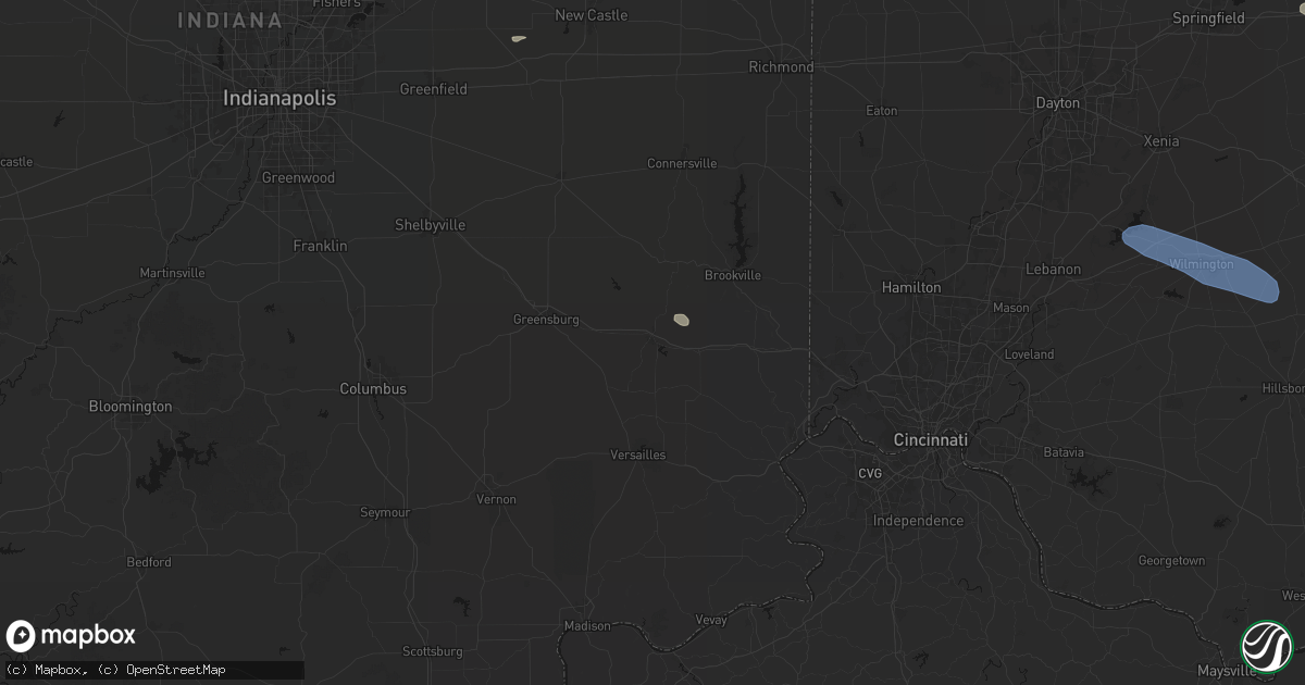 Hail map in Batesville, IN on August 11, 2026
